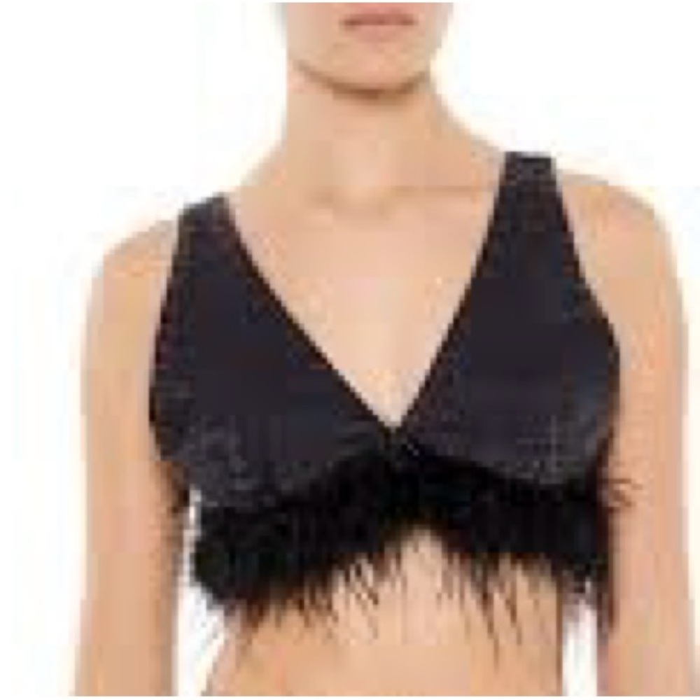 Forever 21 Black Feathered Crop Top